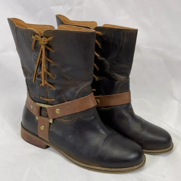 Anthropologie Latigo Tobacco Thistle Leather Boots Women's Size 8M EUC - Picture 2 of 5